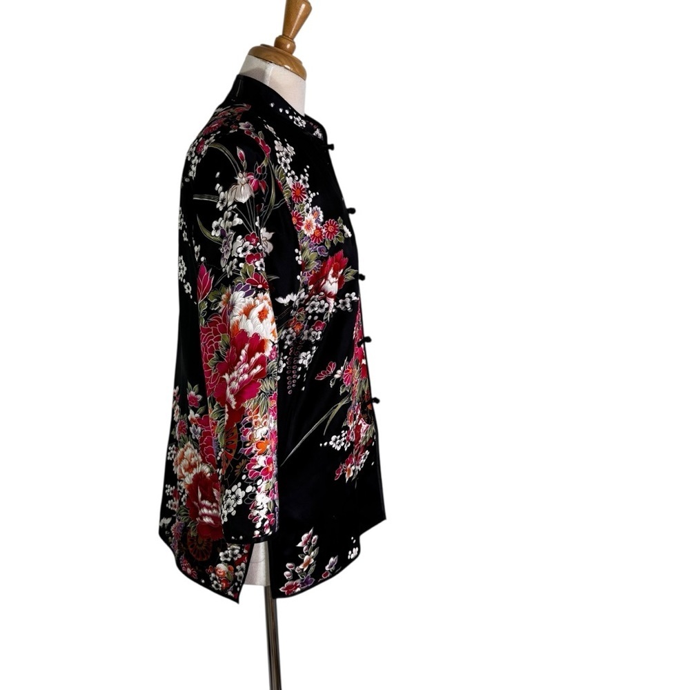 Grace Chang Silk Jacket Black Floral Size S - Picture 4 of 9